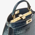 FENDI Peekaboo ISeeU Petite Glitter-effect blue crocodile bag - Image 4